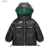 Donsjas 2023 Koreaanse Winter Kinderen Jongens Donsjacks Dikke Warme Rits Hoodie Parka Waterdicht Glanzend Wasvrij Kinderen Jongens SnowsuitL231125