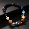 Strand Bracelets Hommes Univers Galaxy Huit Planètes Système Solaire Étoiles Gardiennes Pierres Perles Taille Réglable Bracelets Élastiques Pour Femmes