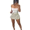 Seksi Bayan Pileli Etek Moda Sıradan Giyim Kamuflaj Baskısı Kot Pantolon Kısa Pantolon Etekleri 2023 Yaz İçin