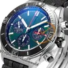 BLS Chronomat B01 ETA VALJOUX A7750オートマチッククロノグラフメンズウォッチ44セラミックベゼルグリーンブラックダイヤルラバーUB0136251S1スーパーエディションReloj Hombre Puretime C3