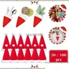 Julekorationer 20-100 st hattar bordsartiklar mini Santa Hat Fork Knivens bestick Väska Vinflaskor Er Holder Drop Delivery Home G DHWDF