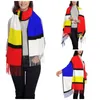 Sciarpe Sciarpa modello Mondrian per donna inverno autunno scialli pashmina e avvolgente scialle lungo arte geometrica astratta da donna