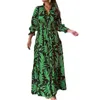 Sukienki swobodne kobiety maxi sukienka w szyku w szyku w szyku liście letnie liście letnie nadruk z szwami wzrastając