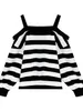 Sweats à capuche pour femmes Femmes Harajuku Sweats rayés Vintage Goth Surdimensionné Stushy Lâche Casual Hors Épaule Pull Tops Kpop Vêtements