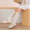 Kids Socks Summer spring princess girls cartoon long socks baby kids child lovely Button floret stripe over the knee high sock