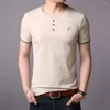 Hommes t-shirts été col T-Shirt en coton hommes vêtements Style chinois respirant décontracté à manches courtes hauts W5546