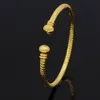 Women Cuff Bangle Bracelet Fashion Lady Plat Simple Style Solid Real 18k Gold Color Classic Girls Present Gift 2pcs
