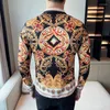 Men's Casual Shirts 2023 Luxury Paisley Gold Printed Shirt Royal Club Clothing Korean Long Sleeve Slim Tuxedo