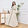 Vêtements ethniques Robe marocaine Ramadan Eid Robe d'impression pour femmes musulmanes Dubai Party Robes blanches Turquie Abaya Arabe Femme Jilbab Islamique Kaftan