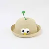 Berets Children's Summer Cute Hat Cartoon Eyes Bamboo Dragonfly Roll-brimmed Outdoor Sun Protection Straw Beach Cap Girls Kid