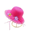 s Girls Beige Flower Wreath Straw Cap Wide Wavy Brim Summer UV Protect Sunscreen Beach Hats 3-8 Years P230424