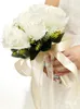 Kwiaty ślubne jedwabne bukiety trzymające sztuczną naturalną różę bukiet biały szampana druhna druhna ślubna impreza ślubna