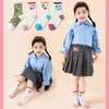 Chaussettes pour enfants 4 paireslot mode pour enfants coton doux garçon fille bébé mignon rayure plaid chaud ensemble pour automne printemps 110y 231124