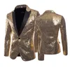 Men's Suits & Blazers Shiny Gold Sequin Glitter Embellished Blazer Jacket Coat Men Nightclub Prom Suit Costume Homme Stage Clothes For Singe