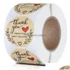 Adhesive Stickers Wholesale 2021 Roll 1.5Inch Festive Decoration Thank You Handmade Round Label For Holiday Presents Business Drop D Dhcrj