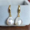 Orecchini a perno da 10-12 mm con perle barocche bianche naturali 18 carati Gancio pendente a goccia coltivata da matrimonio 231124