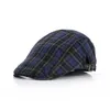 Spring Summer Thin Beret Hat Checked Cloth Art Retro Peaked Cap Casual Flat Driver Newsboy Caps for Women Men Sunhat