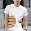 Herren T-Shirts Lustiges Shirt Kurzarm Herren 3D Life Hand- oder Knochenmuster Tops Visual Illusion Style