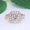 Bague de fiançailles en Moissanite en or Rose massif Au750, coupe ronde de 2 Carats pour femmes