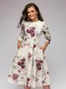 Sıradan Elbiseler Vintage Piled Tunik Baskı Elbise Kadın Zarif Bayanlar Bir Çizgi Elbiseler Uzun Kollu Kadın Sonbahar Mixi Partisi Elbise Vestidos 230425