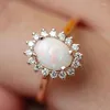 Anneaux de mariage opale Zircon pour femmes classique en forme d'oeuf couleur or Rose grande bague de fiançailles bijoux de mode cadeau KCR237