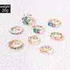 Pierścienie klastra luksusowe kryształowy kamień kolorowe kwiaty Zestawy pierścieniowe dla kobiet uroków Snake Starfish Jewelry Anillo 8pcs/sets 22607