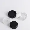 Toptan 3g Boş cam kavanozlar Siyah kapaklar astar 5ml Yağ Dudak Balsamı için Küçük Kaplar Kozmetikler Zz
