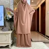 Etnische kleding moslim sets twee stukken gebed lange capuchon batwing mouwen losse maxi rokken jilbab hijab vrouwen abaya