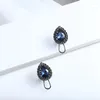 Boucles d'oreilles élégantes cristal bleu foncé pour femmes bijoux goutte d'eau Pendientes coréen 2023 cadeau de fête de mariage