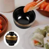 Servis uppsättningar Black Soup Bowl Container Cutlery Bowls Locks Japanese Rice Melamine Kitchen Service