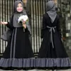 Roupas étnicas crianças meninas abaya vestidos muçulmanos islâmicos manga longa árabe sólido