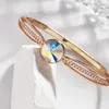 Bangle Women Bracelet Made With Austrian Crystal For Girl Christmas Bijoux Hand Jewelry Accessories Round Ladies Gift