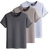 Mäns T-skjortor Mens Kort ärm T-shirt Bomull Högkvalitativ Fashion Solid Color Casual Man Summer Tee Clothing 3 st/Lot TX154
