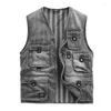 Herenvesten Denim vest Jas Kleding Casual Jean Zwarte jassen S Voor heren Winter Militaire Multi-pocket Mouwloos Werk