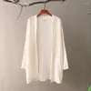 Blouses feminina Mulheres Kimono Camisetas de verão Manga longa Blusa fina lenço de algodão Casual Casual Tops soltos C127