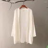 Damen Blusen Damen Kimono Shirts Sommer Langarm Dünne Bluse Baumwolle Leinen Sonnenschutz Kleidung Lässig Lose Tops C127