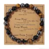 Perlé Pierre Naturelle Perles Oeil De Tigre Hématite Croix Bracelet Mes Carte Kraft Papier Bijoux Nce Reiki Bouddha Prière Yoga Pour Drop Delive Dhicn