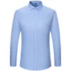 Men's Dress Shirts Long Sleeve Classic Elastic Wrinkle Resistant Smooth Soft Business Casual Regular Pocket Social Shirt