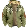Men's Hoodies 2023 Winter Zip Up Men Fleece Hood Jacket Clothing Tribal Graphic Print Sweatshirt Outerwear Streetwear Tracksuit Coat