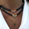 Chaînes coupe naturelle Labradorite obsidienne collier de perles violet blanc bleu jaune goutte d'eau pendentif décoré bijoux cadeau