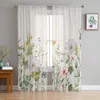 Tenda Primavera Fiori Erbe Campi Retro TextureTulle Tende Decorazione Moderna Chiffon Sheer Voile Cucina Camera da letto Finestra