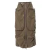 Jupes DEAT Mode Femmes Jupe Taille Haute Camouflage Tridimensionnel Fermeture Éclair Poche Côté Split Été 2023 17A6284 230424