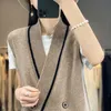 Femmes gilets pull gilet printemps automne décontracté lâche tricoté sans manches dames col en v Cardigan hauts vêtements d'extérieur pour femmes 230424