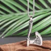 Hänge halsband nordiska runor rostfritt stål viking ax halsband för män amulet personlighet trend smycken
