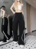 Pantalones de mujer Casual sueltos de cintura alta a rayas cordón todo fósforo Pantalones Primavera Verano Y2k Harajuku Vintage Pantalones de chándal mujeres 2023