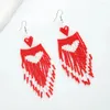 Dangle Earrings Rice Bead Heart-shaped Pattern Fashion Simplicity Creative Hand Knitting Bohemian Alloy Female Tassels Beaded