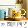 Tumblers 350420ml Cartoon Animal Ceramic Mugg med handtag kaffemjölksked Kontorsvatten Cup Drinkware Födelsedagspresent 230425