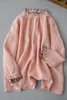Blouses femininas 132 cm Busto de 68 cm de comprimento / primavera verão mulheres superdizes solto estilo Japão estilo doce rosa confortável camisetas de linho lavadas