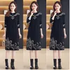 Women Designer Vintage Sweaters Knit Dress Long Sleeve Winter O-Neck Black Elegant Soft Warm Graphic jumper Dresses 2023 Spring Autumn Runway Vacation Party Frocks