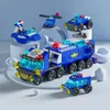 Soldaat 6IN1 Bouwstenen Stad Brand Auto Vrachtwagen Techniek Kraan Tank Helikopter Bricks Set Speelgoed voor Kinderen Kids 231124